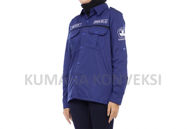 kemeja ut warna biru dongker